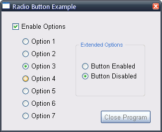 Radio Button GUI controls
