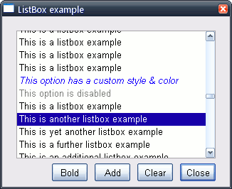 ListBox GUI control with scrollbar