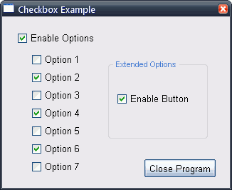 Checkboxes using the XP theme.